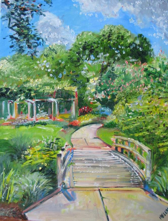 Helen Tueffel Oil Painting of Greensboro Arboretum