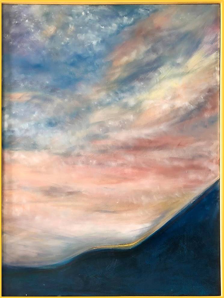 Oil painting of evening clouds