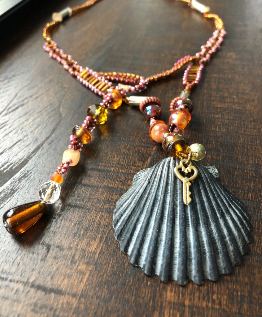 Dark shell hand-beaded necklace