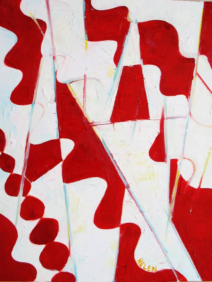 Abstract in Red and White