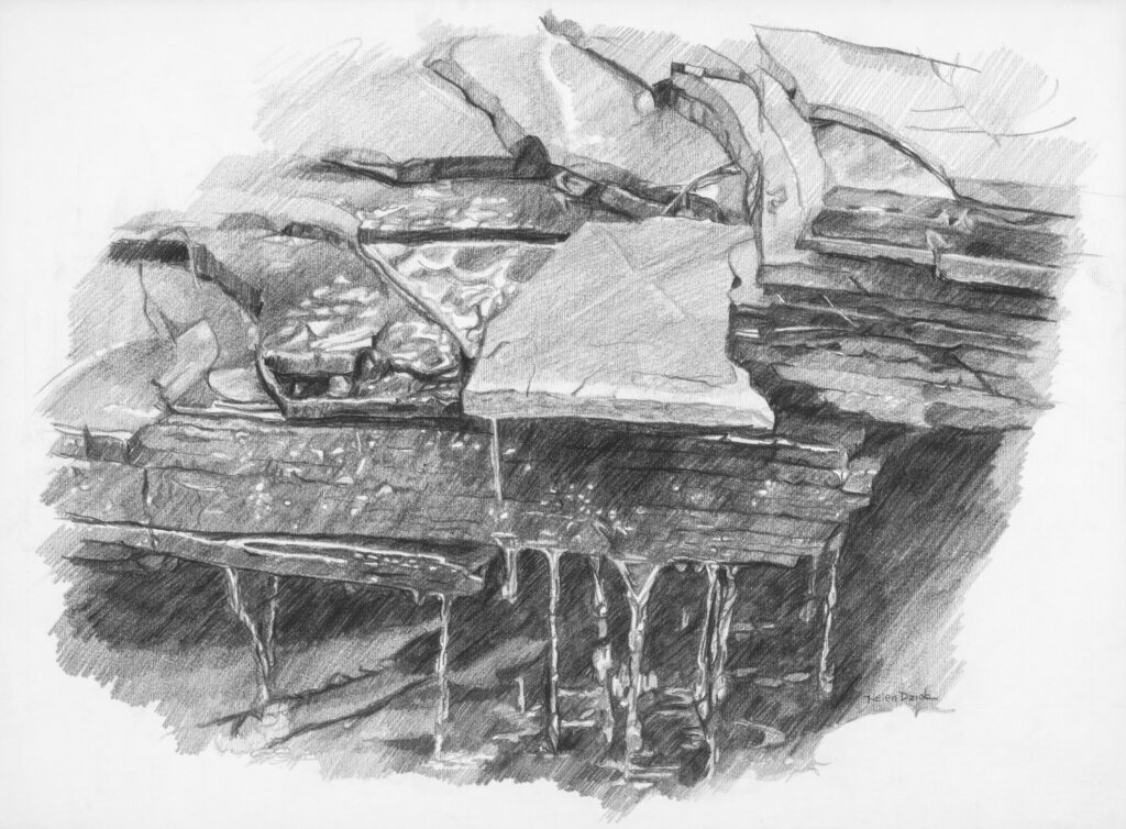 Drawing of a river and rocks