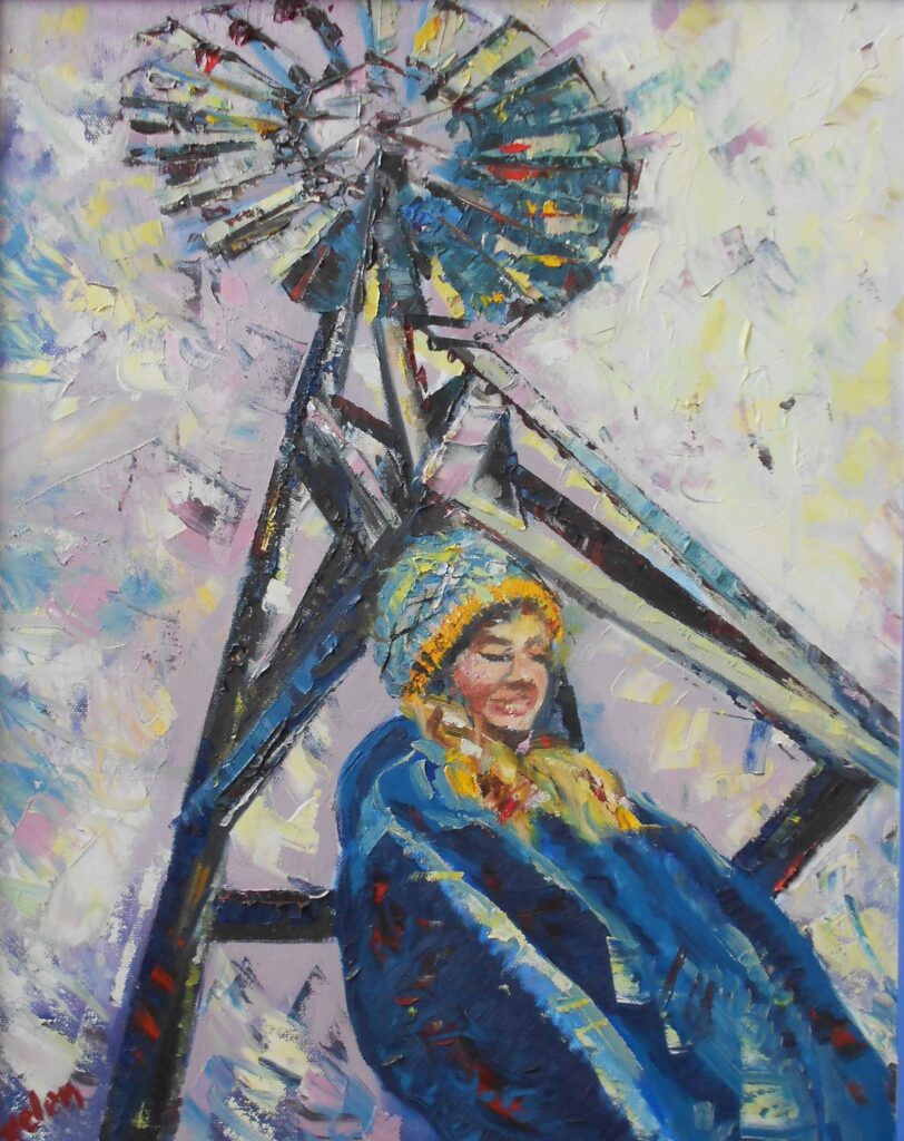 Painting of Girl with Windmill